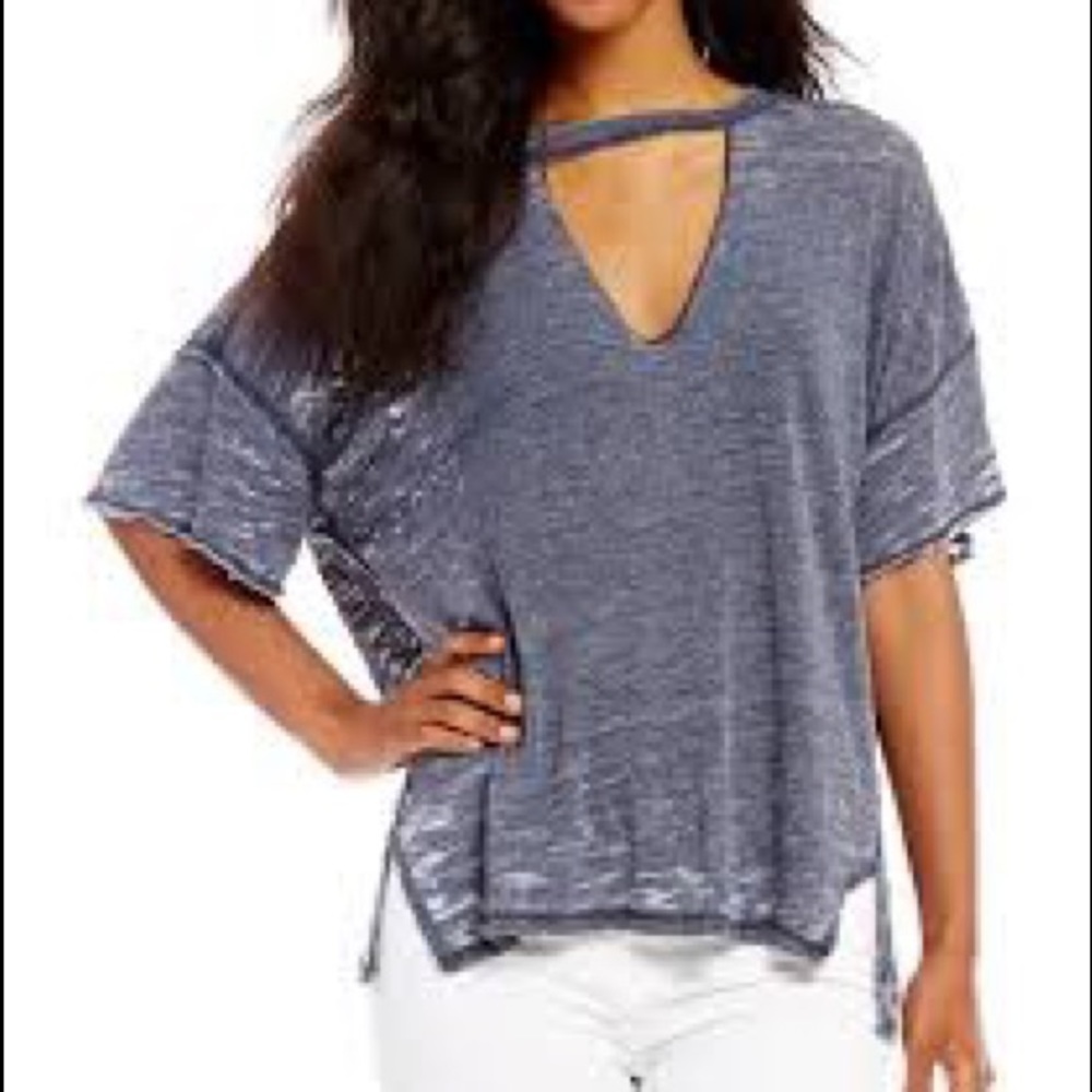 Free People Cut Out V Neck T Shirt